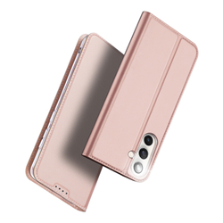 Чехол книжка из PU кожи розового цвета от Dux Ducis для Samsung Galaxy S25 FE, серия Skin Pro Series Case