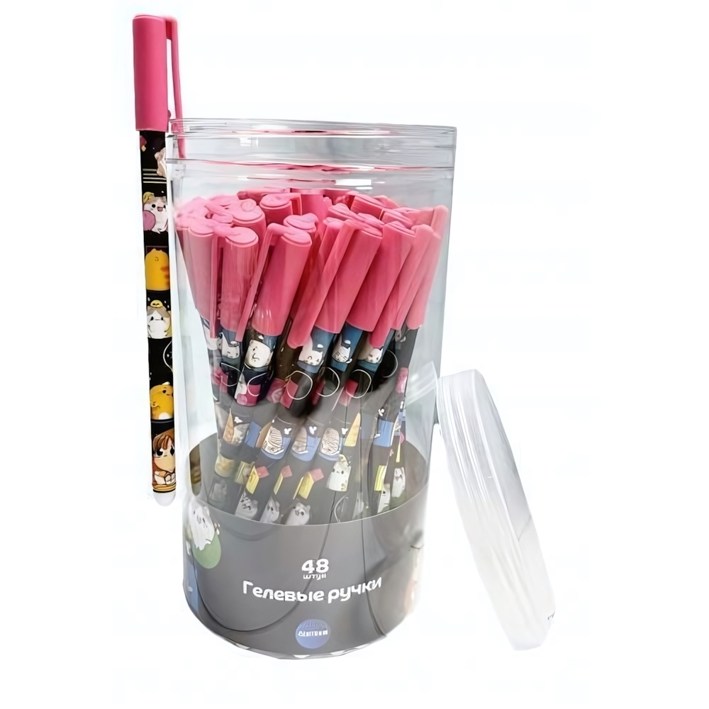 Ручка гелевая 0,5 мм, синяя "Каваи. Девочка с котиками" (Центрум)