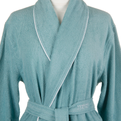 Элитный халат кашемировый Qashmare contrast бирюзовый от Hamam Турция