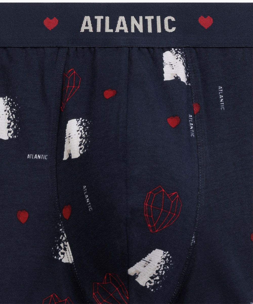 Мужские трусы боксеры Atlantic, набор из 2 шт., хлопок, темно-синие + красные, 2GMH-029