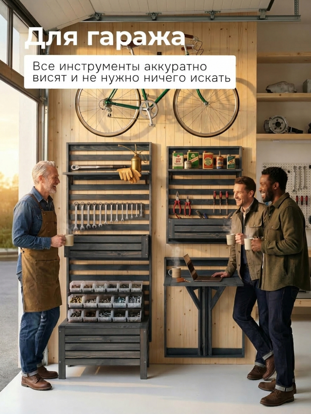 Стол садовый деревянный Эпларо откидной на стену 76х64 на балкон, для сада, массив сосны, графит