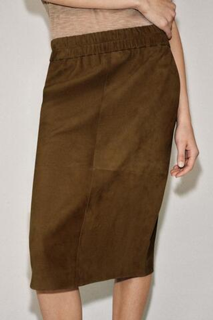 ZARA ЮБКА ИЗ ЗАМШИ — ZW COLLECTION LIMITED EDITION, СВЕТЛО-КОРИЧНЕВЫЙ