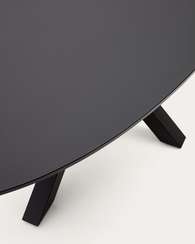 Стол Argo с черным стеклом и черными стальными ножками Ø 200 x 100 см