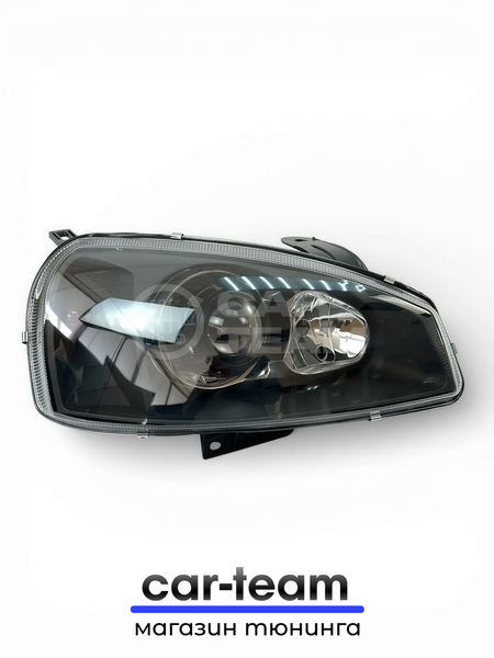 Фары на Лада Калина 1 передние с Bi LED модулями 2.5 дюйма, черная маска (под ключ)