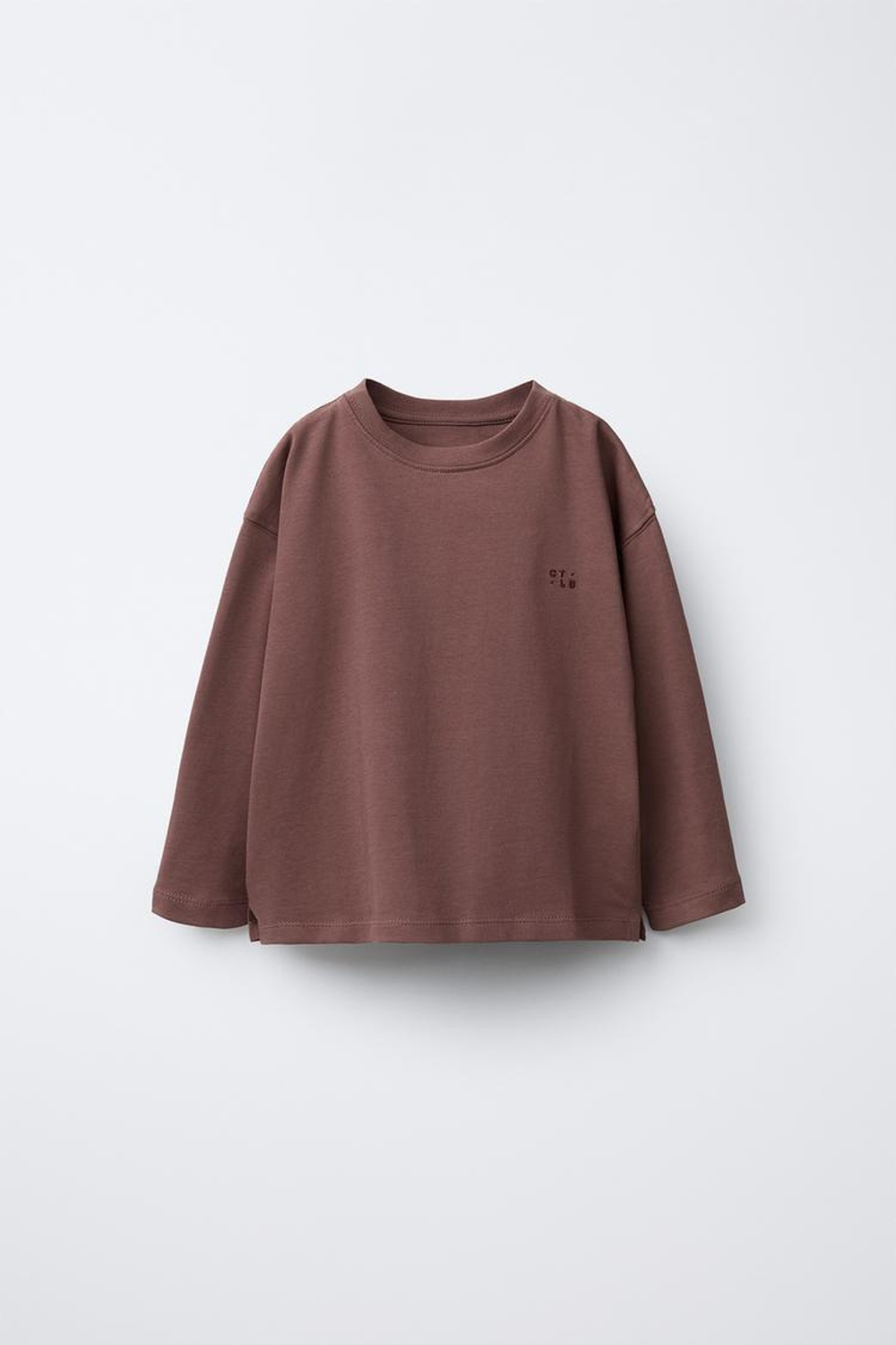 ZARA ФУТБОЛКА HEAVYWEIGHT С ВЫШИВКОЙ, БЛЕДНО-ФИОЛЕТОВЫЙ