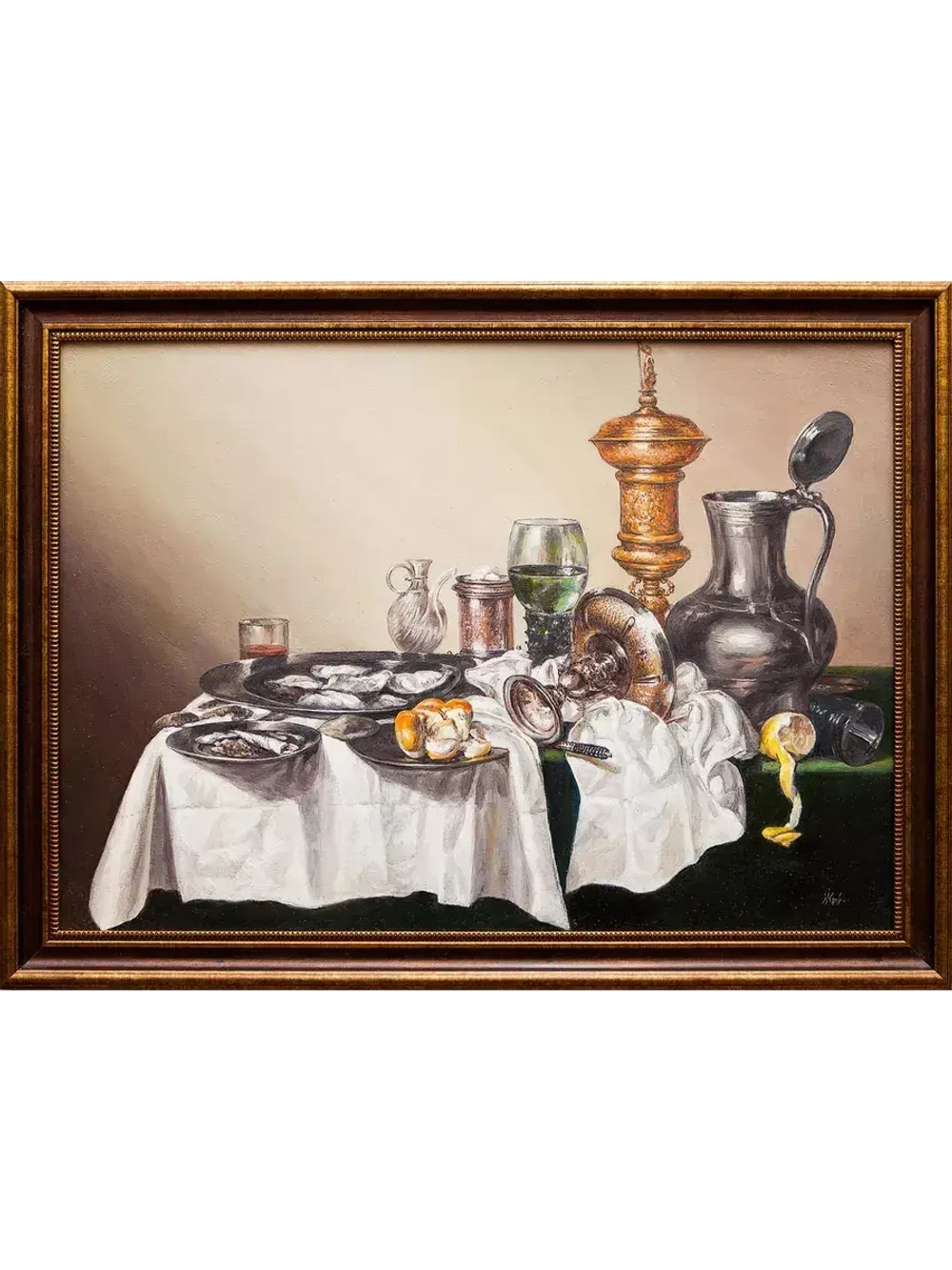 Картина маслом "Натюрморт с позолоченным кубком". Копия Хеда. Жебровский