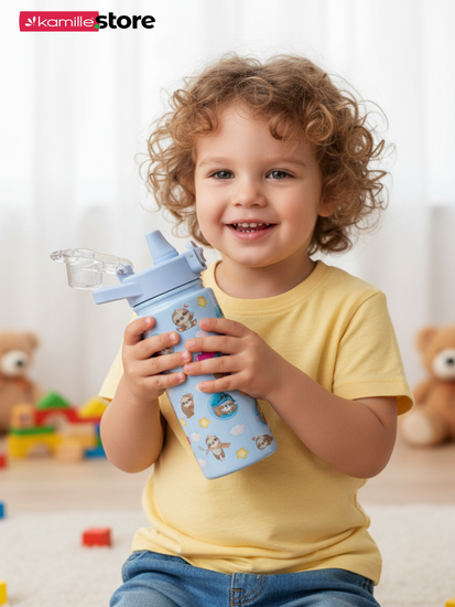Термос детский 600 мл. с трубочкой Kamille KM 2164 с 3D рисунком