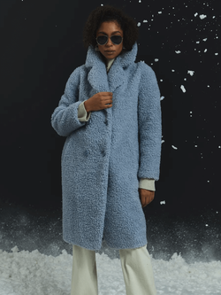 Шуба чебурашка тедди, голубая, Северина