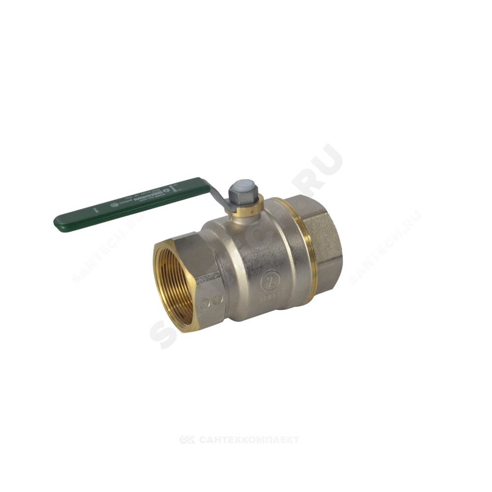 Кран шаровой латунь хром R250W Ду 15 Ру42 ВР рычаг зеленый Giacomini R250WX023