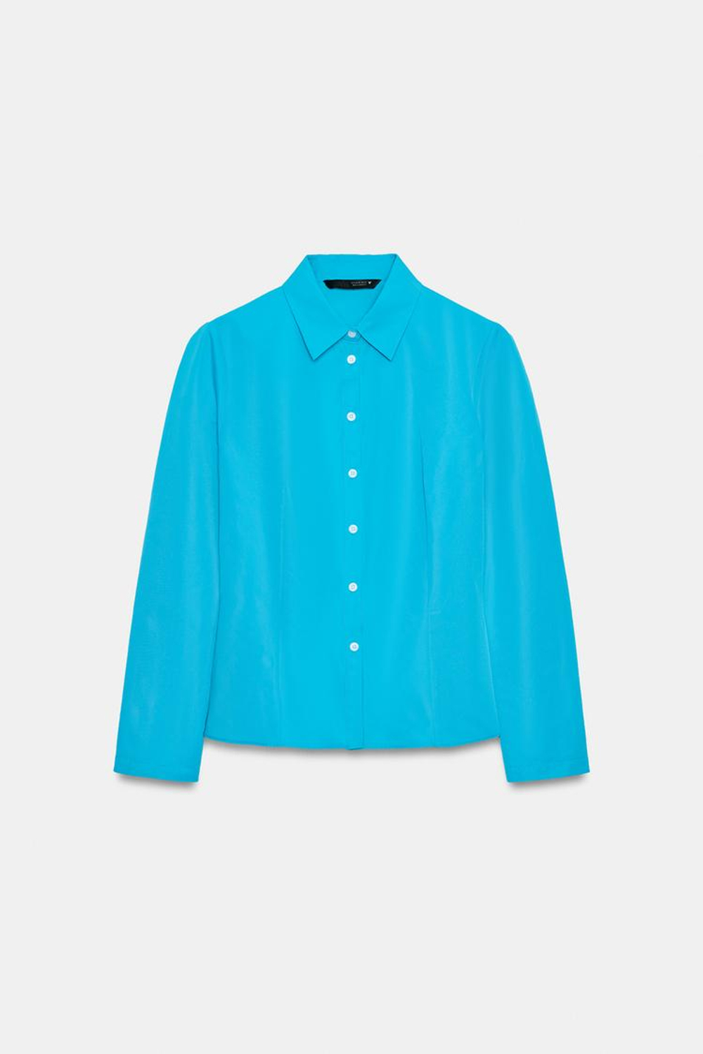 ZARA ПРИТАЛЕННАЯ РУБАШКА ИЗ ТАФТЫ, СИНИЙ ЭЛЕКТРИК