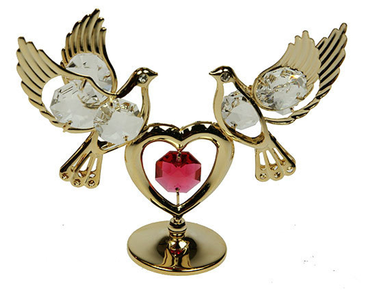 Фигурка декоративная Crystocraft Голуби с сердцем с кристаллами Swarovski, 3х10х8 см