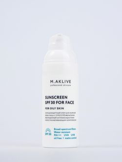 M.Aklive Sunscreen SPF30 for face for oily skin,150ml/Солнцезащитный крем SPF30 для жирной кожи лица