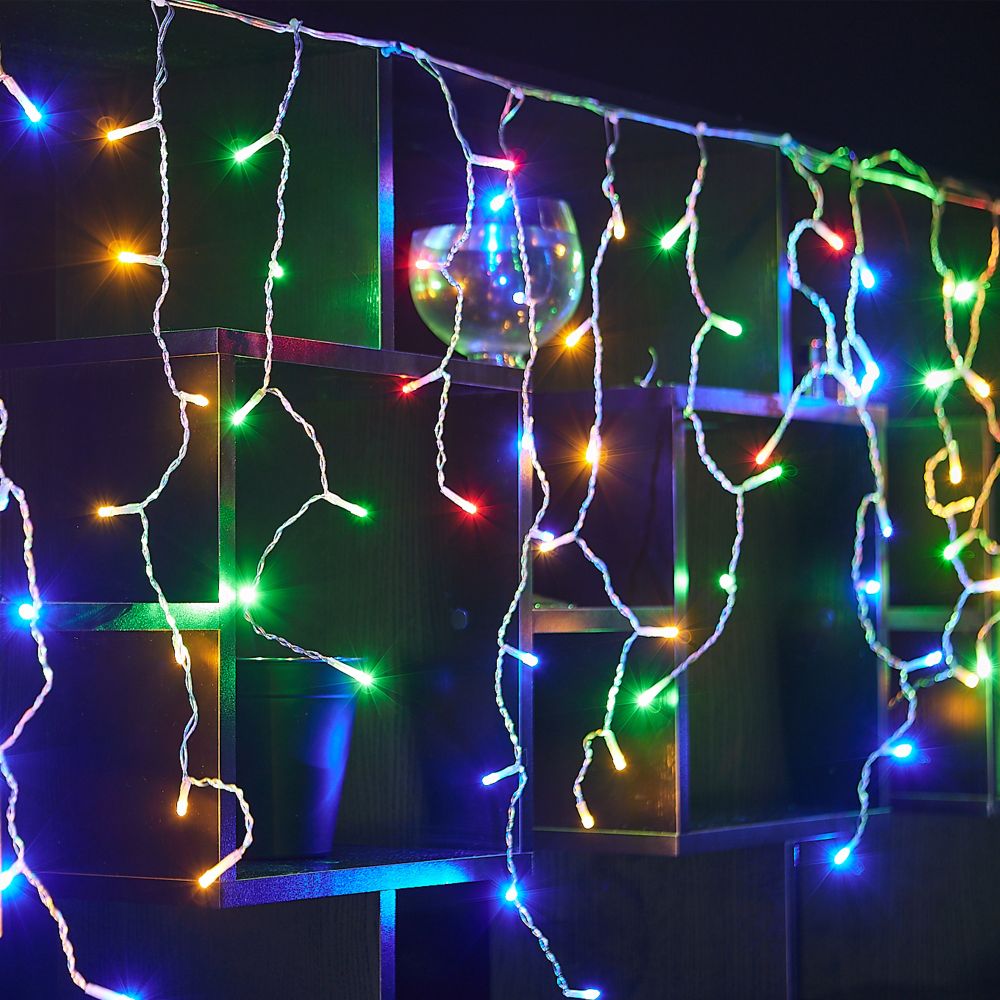 ULD-B25006-440-TTK MULTI IP44 Бахрома светодиодная с эффектом мерцания. 25м. Соединяемая. 440 светодиодов. Разноцветный свет. Провод прозрачный. ТМ Uniel