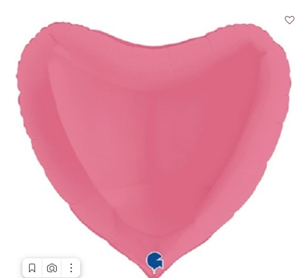 Г 36"/91 см, Сердце, Пастель, Темно-Розовый (Bubble Gum), 1 шт