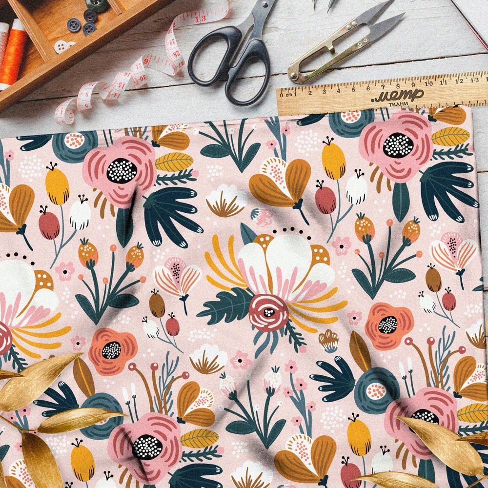 Ткань дюспо яркие цветы