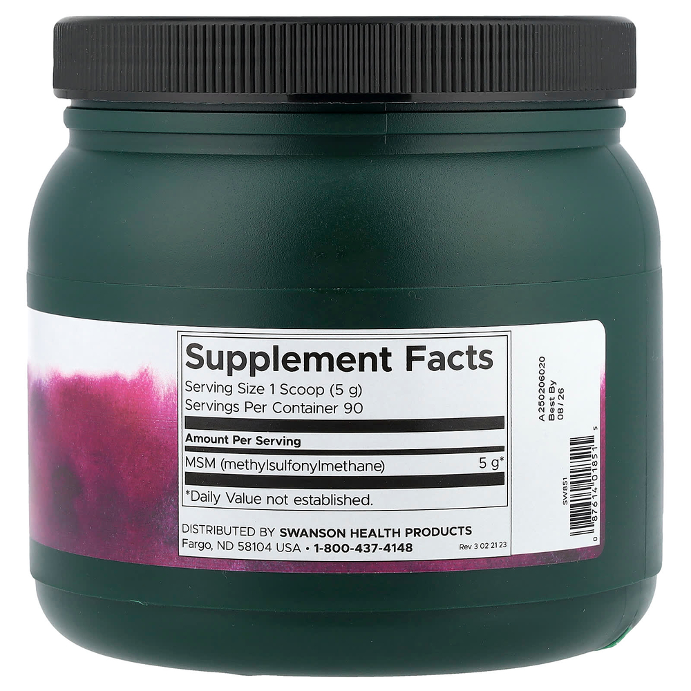 Swanson, МСМ в порошке, готовая смесь и без добавок, 454 г (1 фунт)