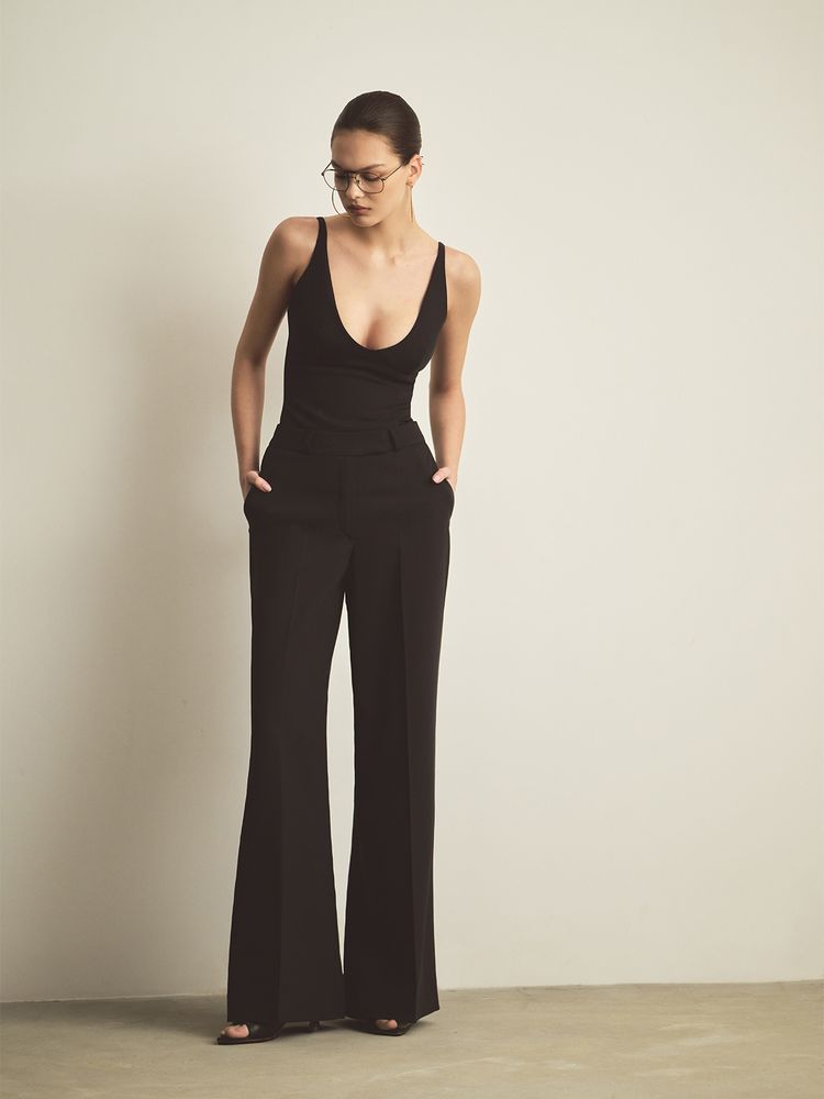 Топ из костюмной ткани с открытой спиной