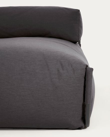Пуф-шезлонг со спинкой Square темно-серого цвета для садового модульного дивана 165 x101см