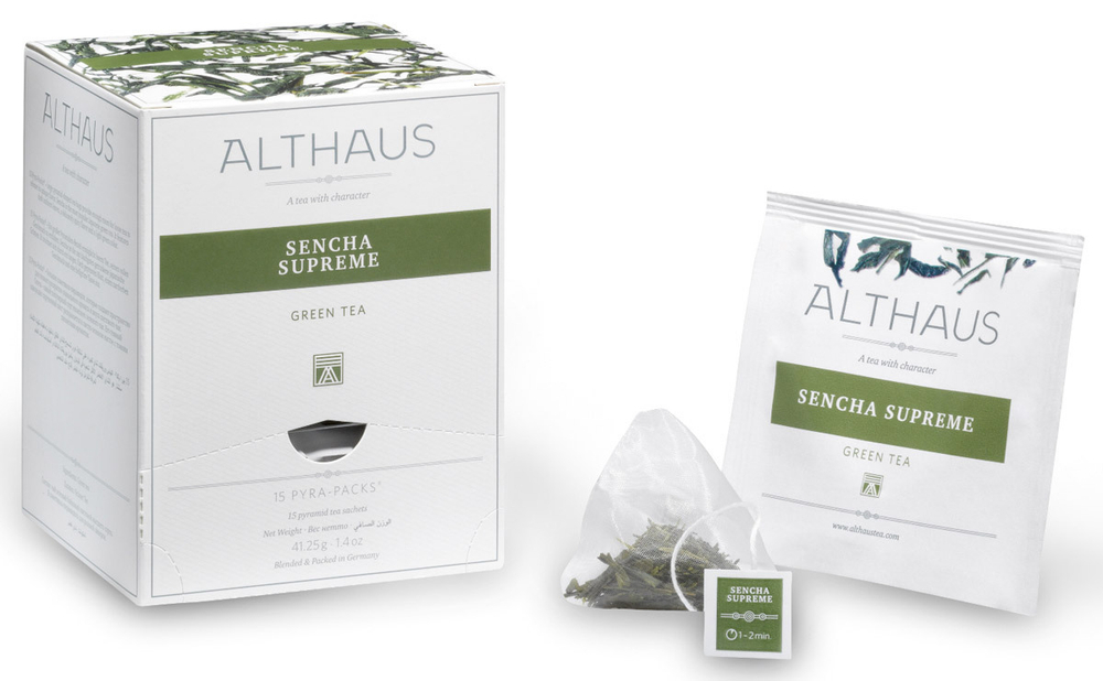 Чай зеленый Althaus Sencha Supreme Senpai в пирамидках, 15 шт