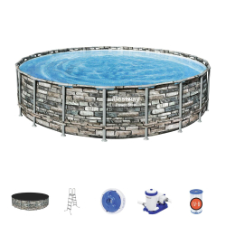 Каркасный бассейн Bestway 610х132 см + фильтр-насос 9463 л/ч, тент, лестница (56883 BW)