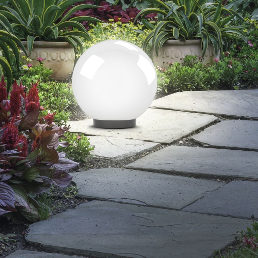 Садово-парковый светильник ЭРА НТУ 02-100-351 шар опаловый призма на опору / кронштейн IP44 Е27 max100Вт d350mm | Садово-парковые светильники