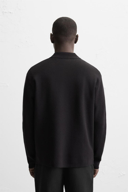 ZARA МЯГКОЕ ТРИКОТАЖНОЕ ПОЛО, ЧЕРНЫЙ