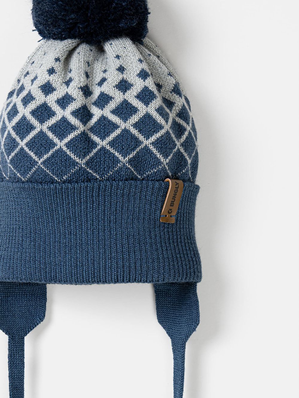 Шапка из смесовой шерсти "Ромбы джинс"