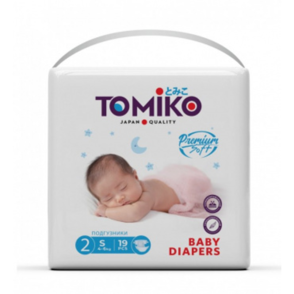 Подгузники TOMICO Premium Soft (мини) S (4-6кг) 19 шт