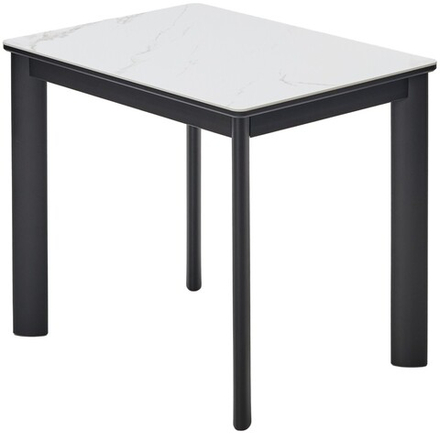Стол ТЕТ-А-ТЕТ 120  Белый мрамор, керамика / Черный каркас М-City