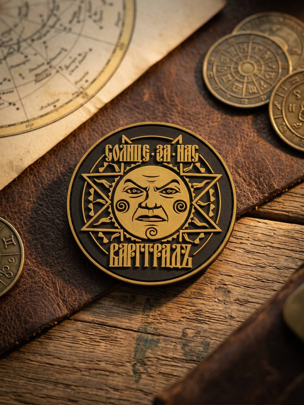 Шеврон Варгградъ "Солнце за нас-2" хаки круглый ПВХ