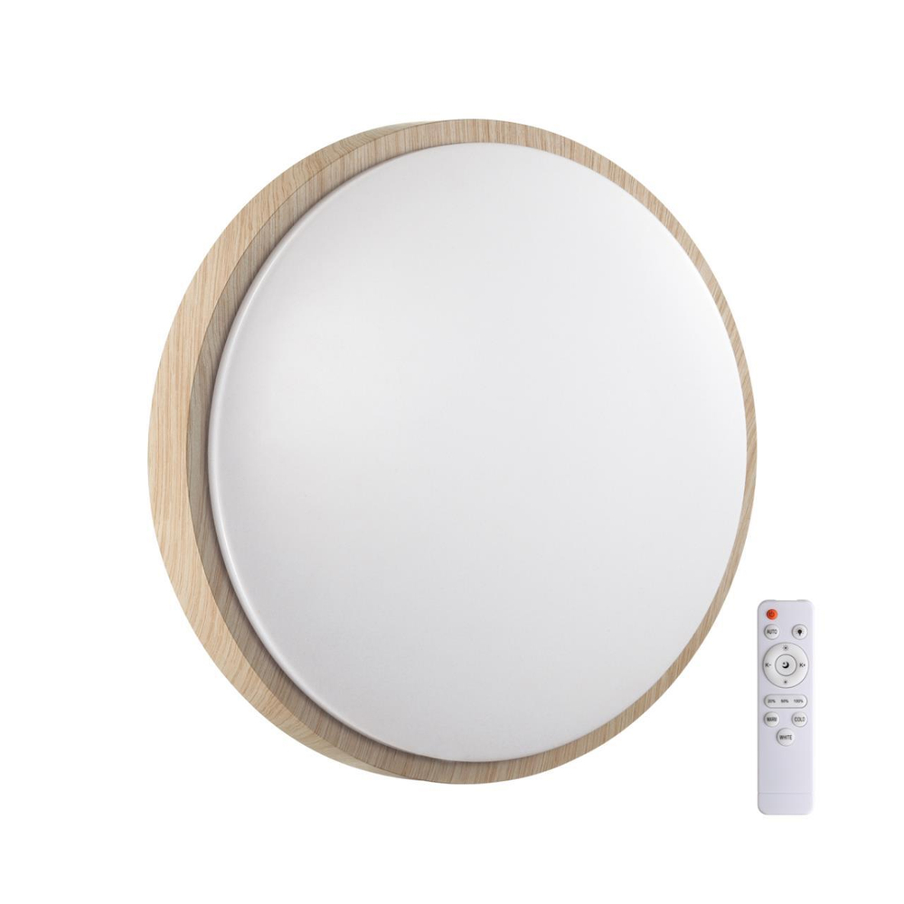 7607/EL PALE SN 026 Потолочный светодиодный светильник/белый/бежевый под дерево LED 72Вт с ДУ 3000-6000К D500 IP43 пульт ДУ LOSTA