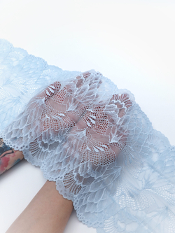 Эластичное кружево для белья цвет нежно-голубой ширина 22 см