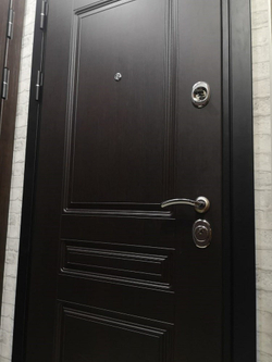 Входная металлическая дверь с зеркалом RеX (РЕКС) Премиум Н 243 Венге 3К / СБ-16 Бетон темный