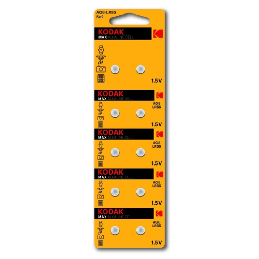Батарейки Kodak AG8 LR1120, LR55 [KAG8-10] MAX Button Cell | Батарейки