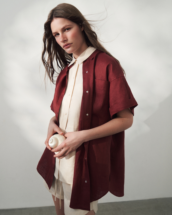 Shirt dress WIND berry color