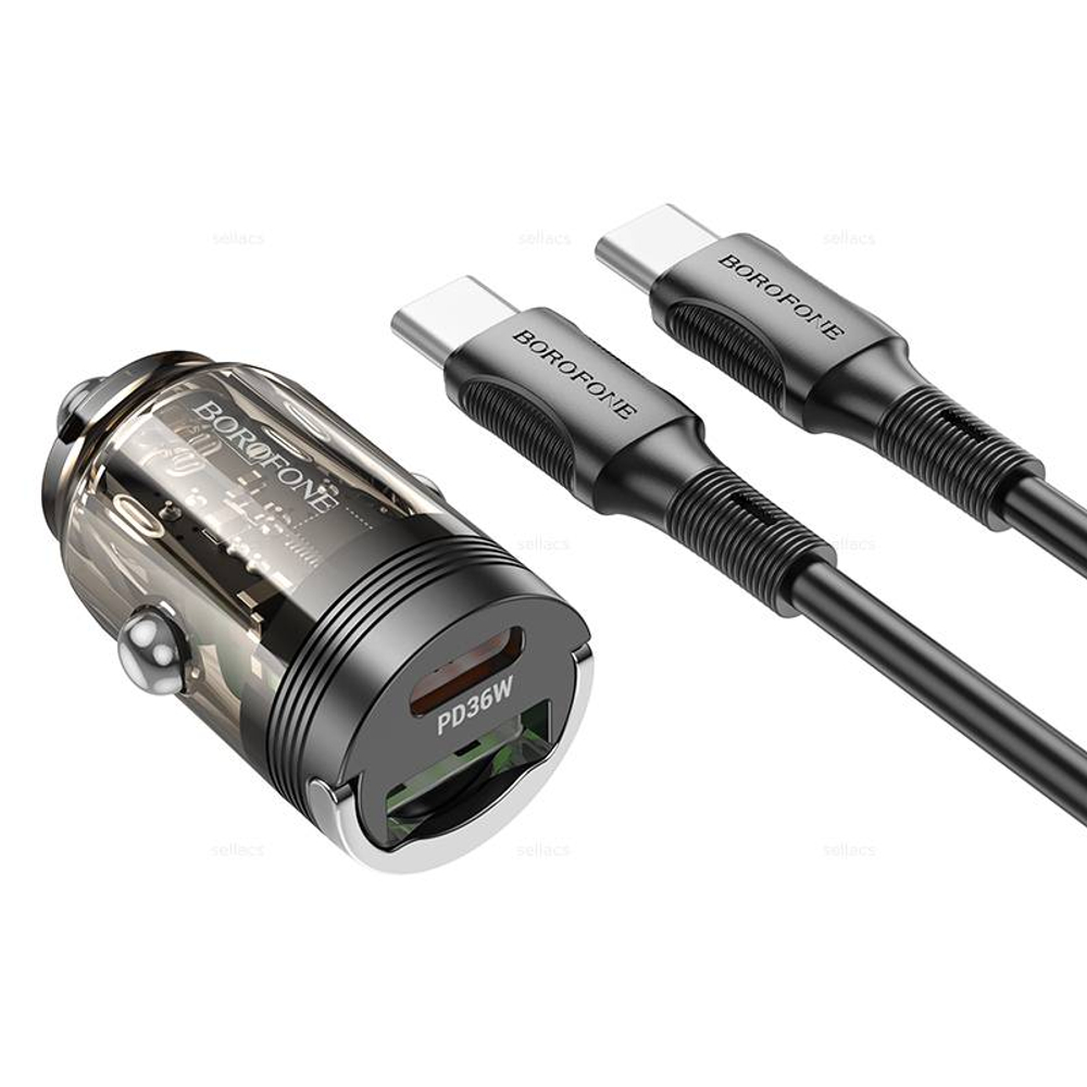 Автомобильное зарядное устройство для Type-C Borofone BZ29A USB-A + USB-C PD36W QC3.0 (black)