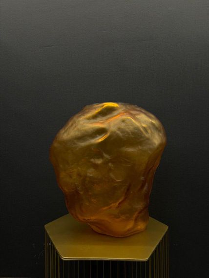 Паскаль (янтарь) Ваза стеклянная матовая 36х23х39см