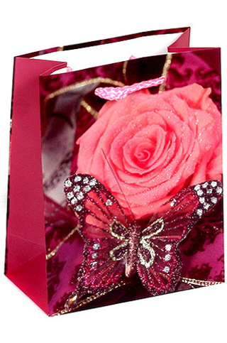 Сумка лам.11*14*6см Бабочка на розе 1 шт