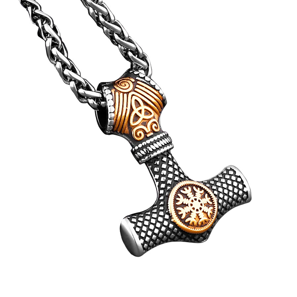 Скандинавская подвеска-амулет Молот Тора и Шлем Ужаса В-057-1