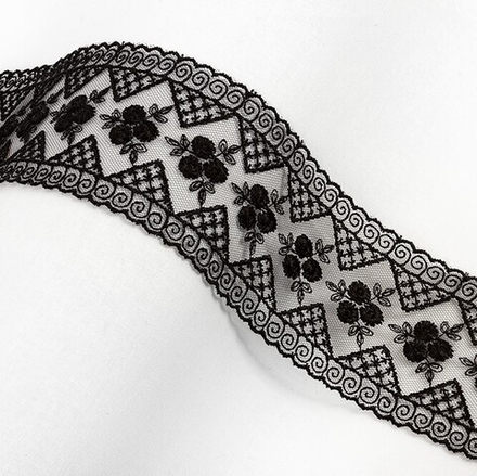 Кружево "Gamma"   "сетка", 59 мм , цв.черный