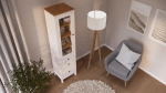 Шкаф-витрина 3 ящика - аналог IKEA HEMNES / ХЕМНЭС/ ХЕМНЕС / КЫМОР / ИКЕА 49х198х37 см, белый/светло-коричневый