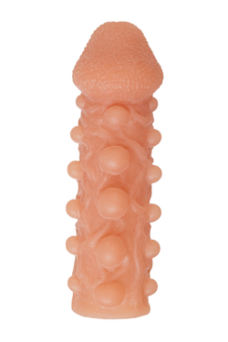 Насадка реалистичная KOKOS COCK SLEEVE с дополнительной стимуляцией, TPE, телесная, 17.6 см