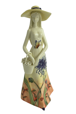 Фарфоровая статуэтка Дама с корзиной цветов в стиле ар-нуво. 1920-е г. Франция, Decor du Galion.