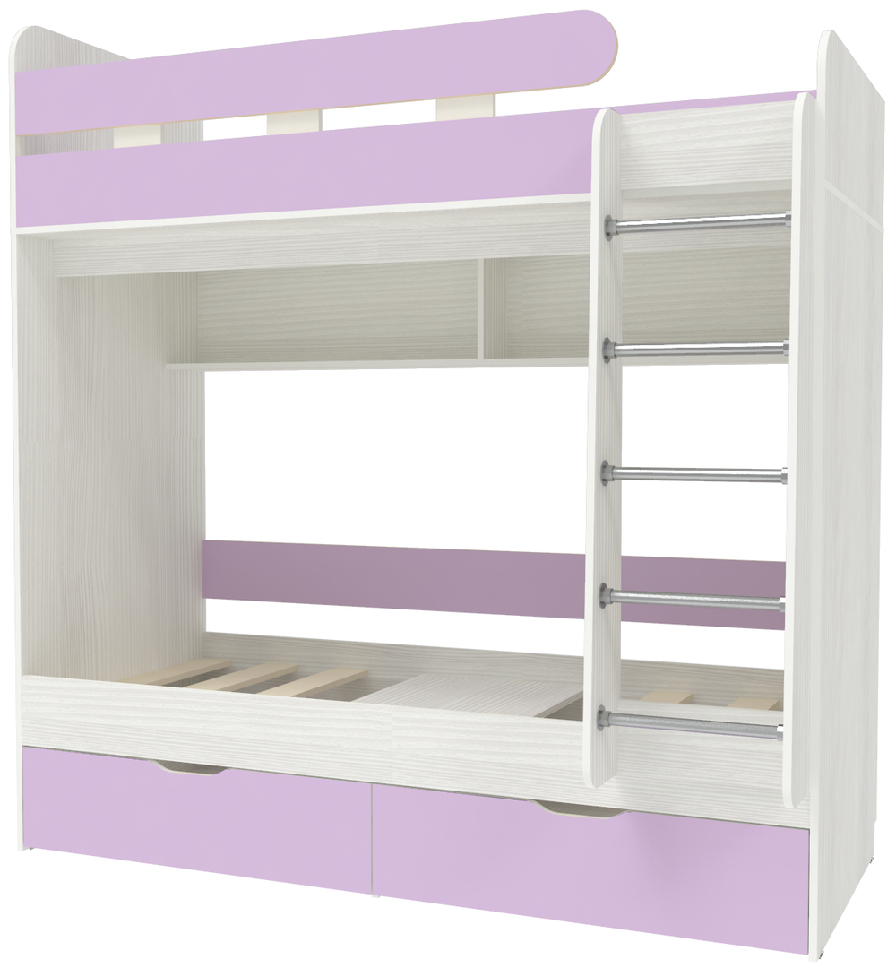 Двухъярусная кровать КарИВи Юниор 5 80x160 Белое Дерево Ирис