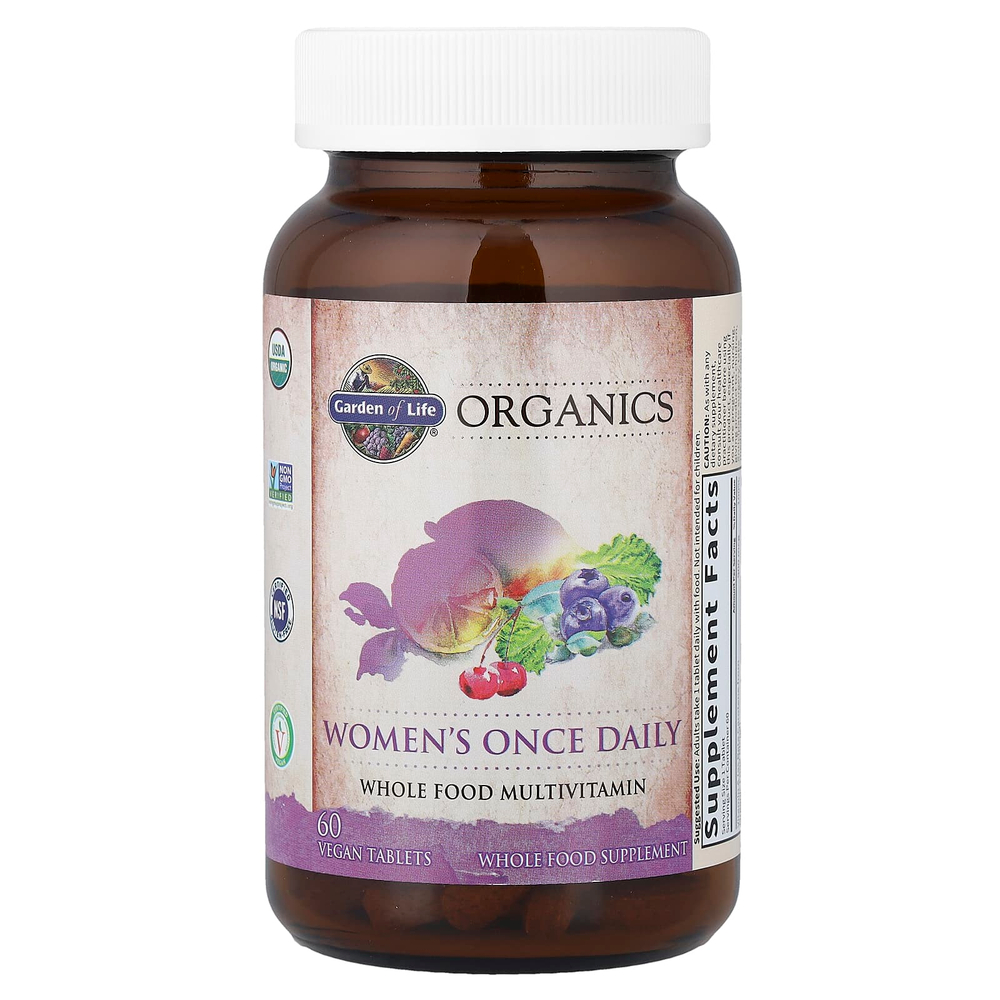 Garden of Life, Organics, для женщин, для приема один раз в день, 60 веганских таблеток