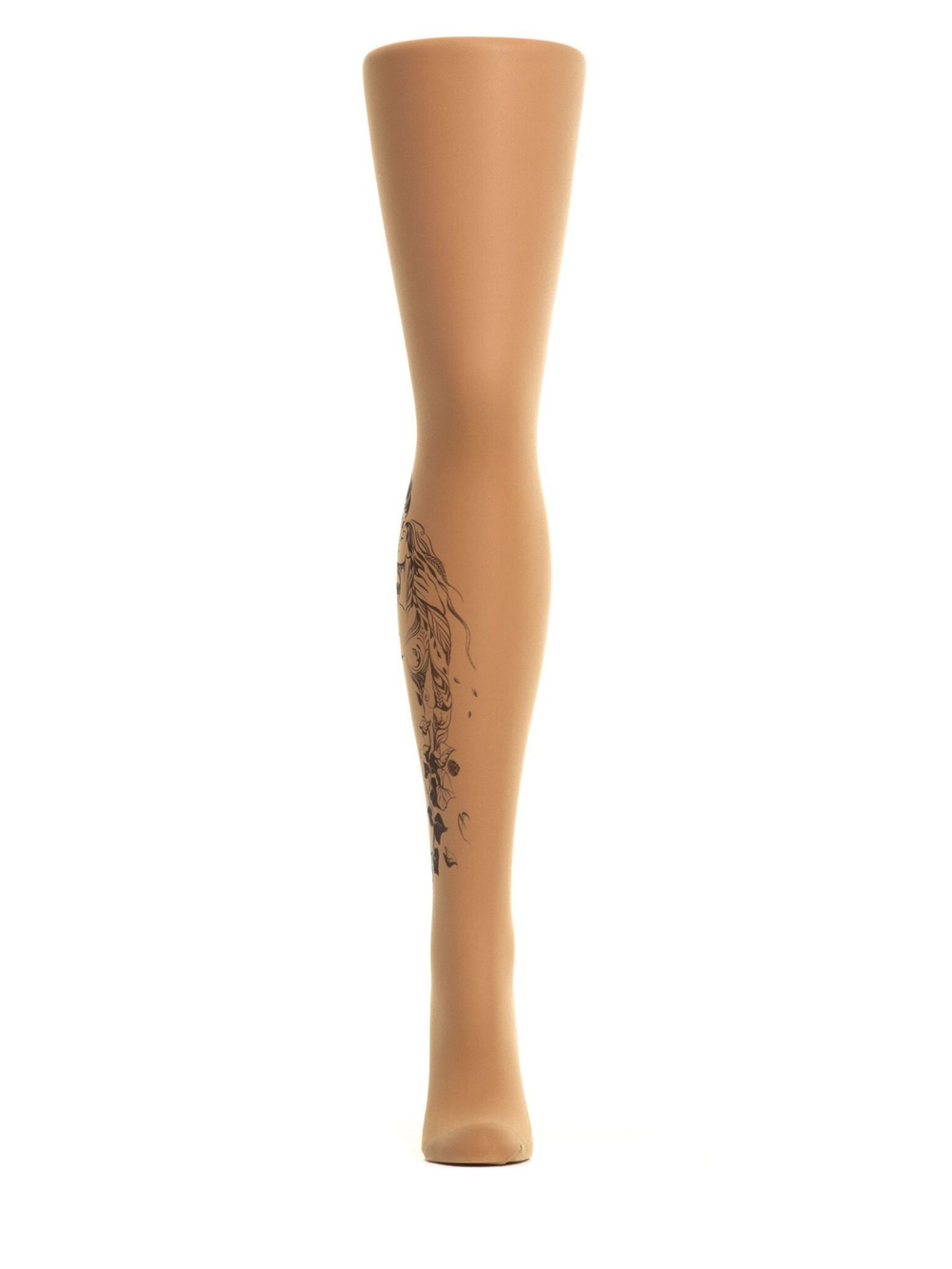 Колготки с принтом в виде влюбленных (Размер: S-M-L) (Цвет: бежевый)