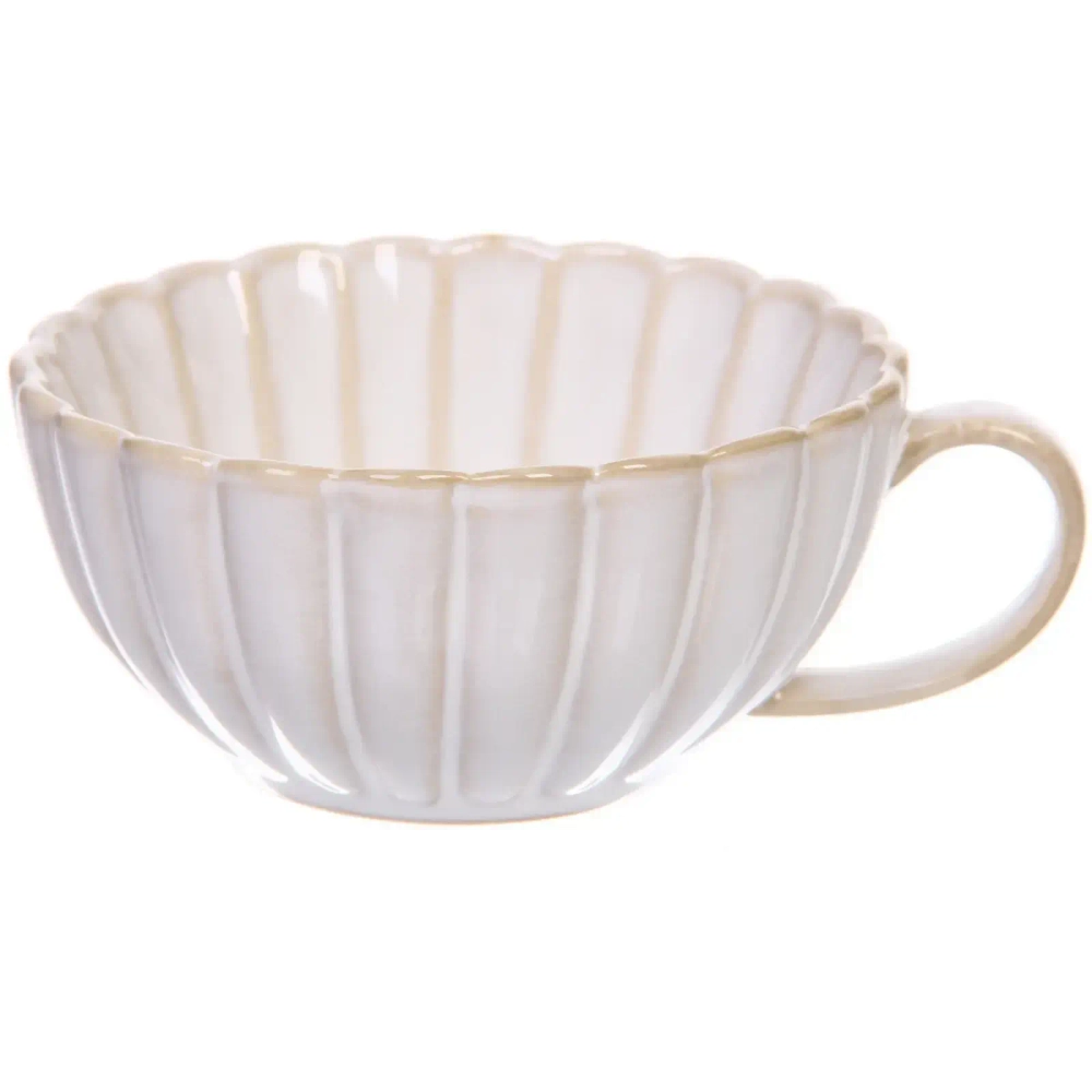 Чайная пара «Верона» (кружка 230мл, блюдце) ромашка бежевая