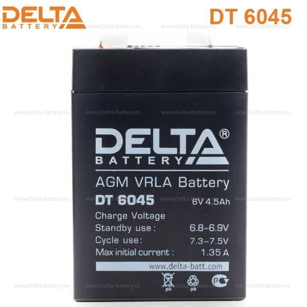 Аккумуляторная батарея Delta DT 6045 (6V / 4.5Ah)