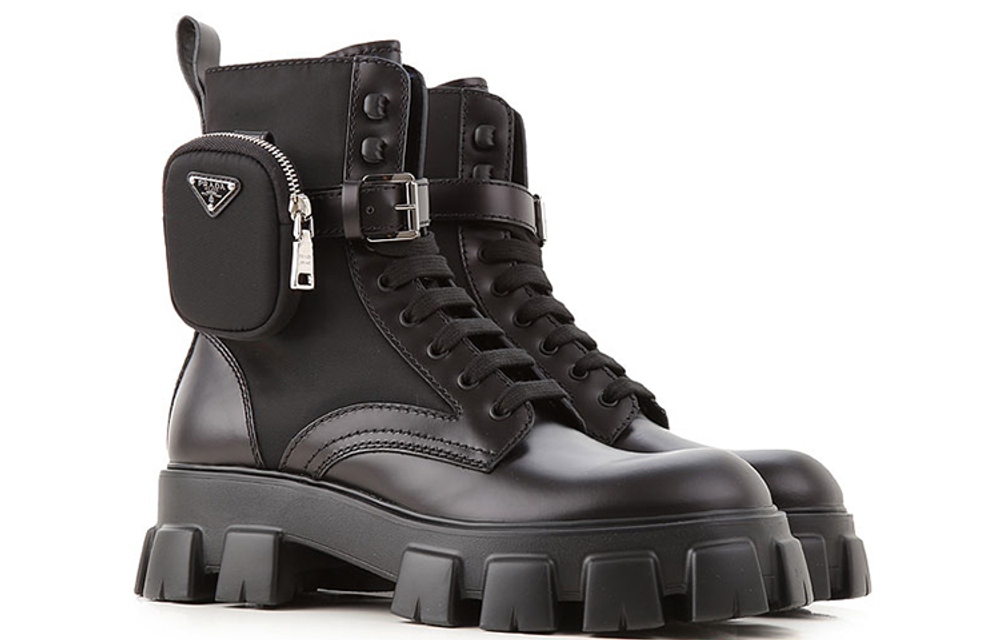 PRADA Monolith Ankle Boots Men"s Black