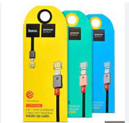 USB cable (3 в 1) micro/micro/SD card hoco grey
